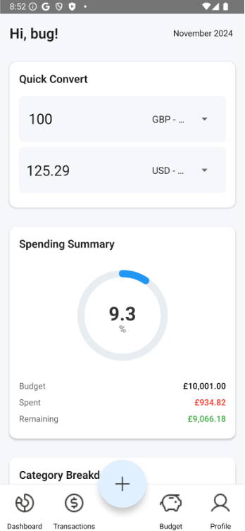dashboard page