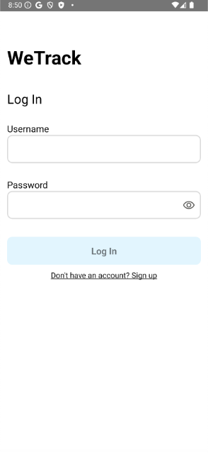 log in page
