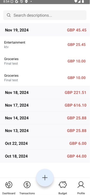 transaction page